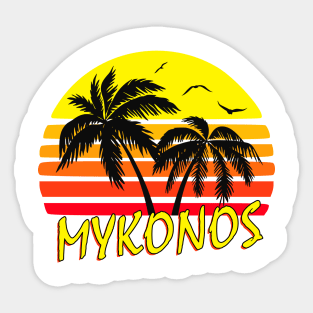 Mykonos Greece Retro Sunset Sticker